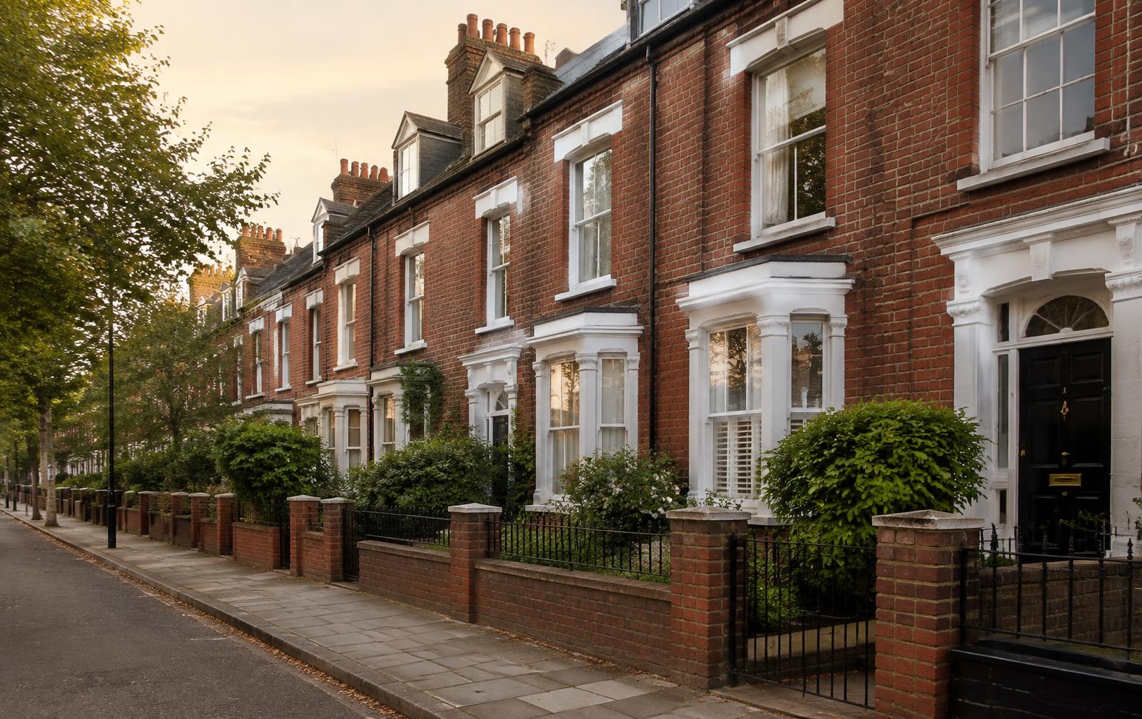 Traditional London red-brick terraced houses